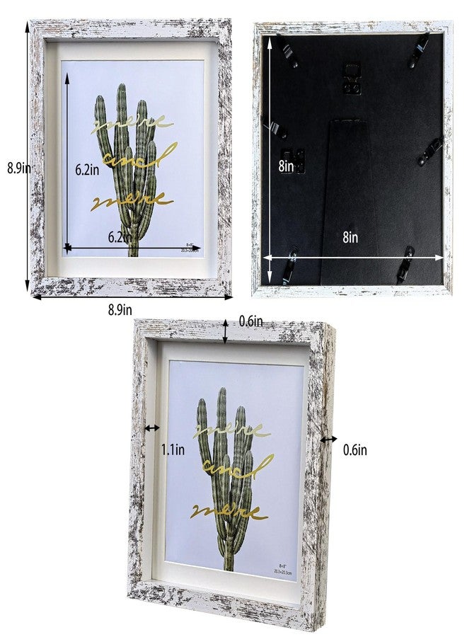 Houstimi Rustic 8x8 Shadow Box Frame White Shadow Box Display Case Made of Solid Wood and Real Glass Internal Depth 0.6 inches for Wall Or Tabletop（3 Pack） - Image 5